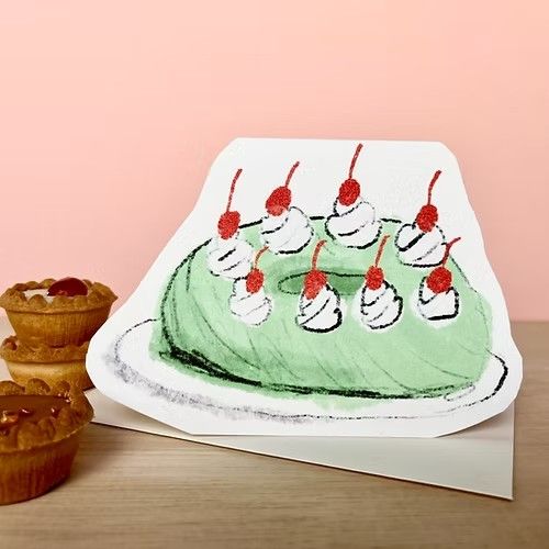GC  Green Dream Cake Greetings Card