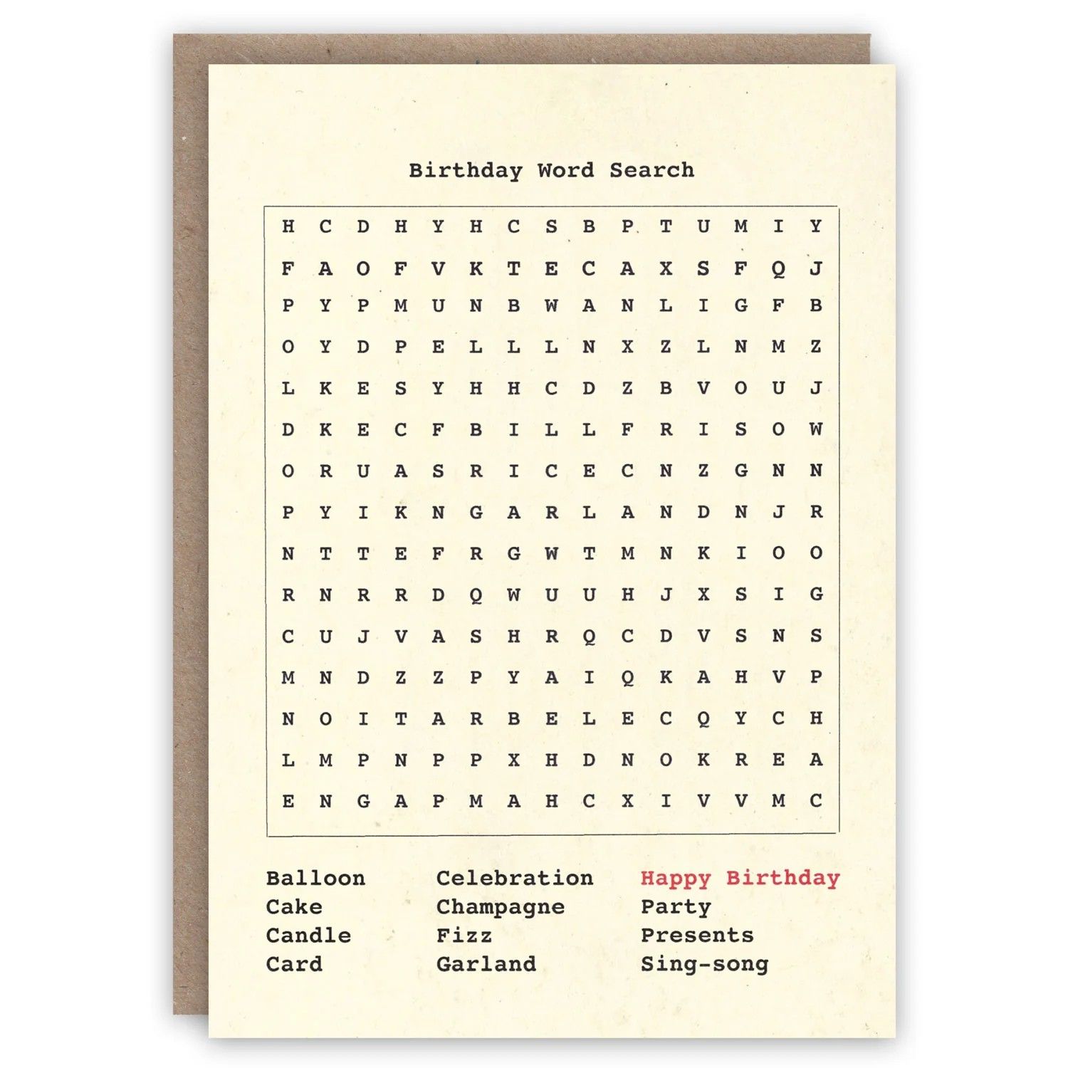 GC Birthday Word Search Greeting Card