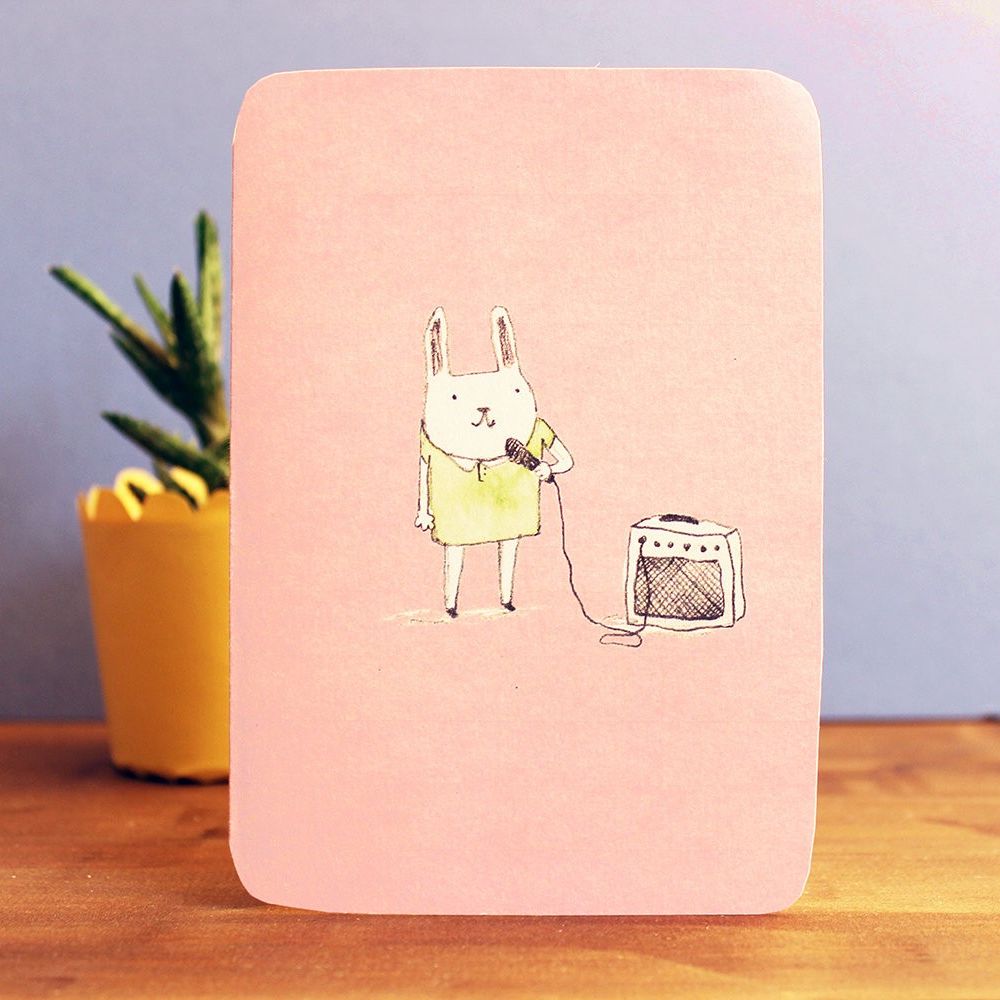 GC Bunny Singing Guitar Greetings Card