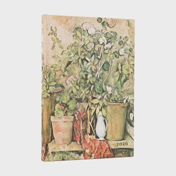 DI 2026 Cezanne&#39;s Terracotta Pots and Flowers Mini 12-month Verso Hardcover Flexi Dayplanner 2026 (Elastic Band Closure) Hardback
