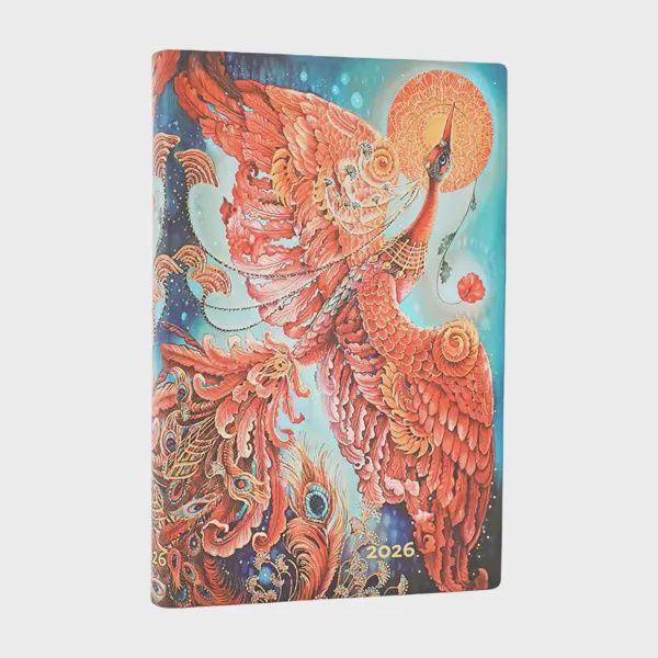 DI 2026 Firebird (Birds of Happiness) Mini 12-month Horizontal Softcover Flexi Dayplanner 2026 (Elastic Band Closure) Flexiback