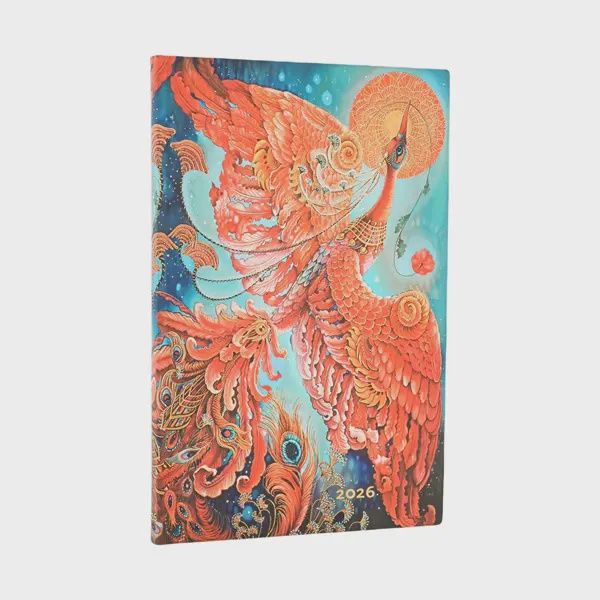 DI 2026 Firebird (Birds of Happiness) Maxi 12-month Horizontal Softcover Flexi Dayplanner 2026 (Elastic Band Closure) Flexiback