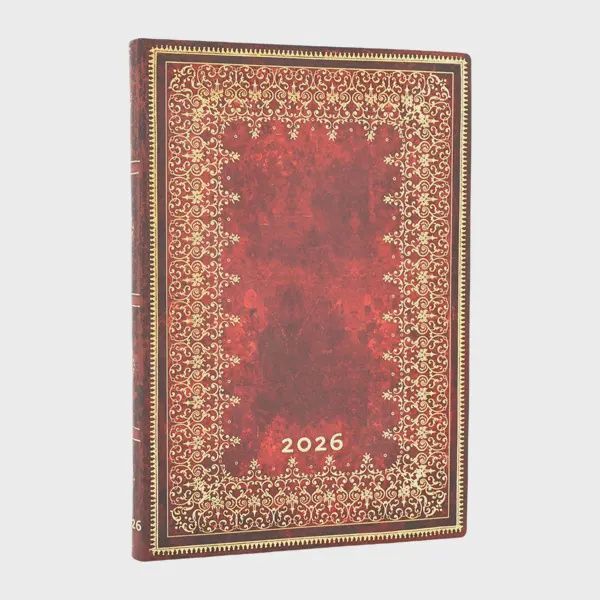 DI 2026 Foiled (Old Leather Collection) Midi 12-month Horizontal Softcover Flexi Dayplanner 2026 (Elastic Band Closure) Flexiback