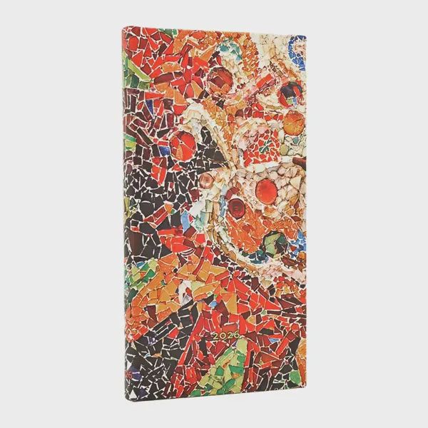 DI 2026 Gaudi&#39;s Sun (Gaudi’s Mosaics) Slim 12-month Horizontal Hardcover Flexi Dayplanner 2026 (Elastic Band Closure) Hardback