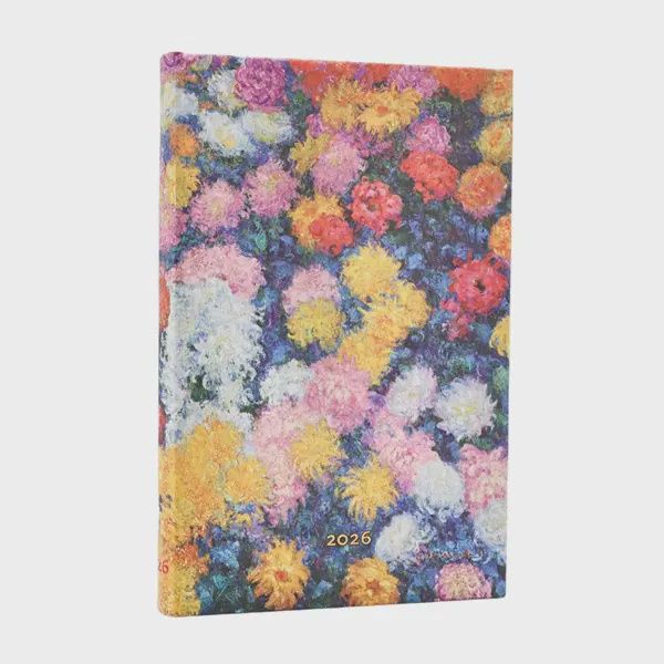 DI 2026 Monet&#39;s Chrysanthemums Mini 12-month Verso Hardcover Flexi Dayplanner 2026 (Elastic Band Closure) Hardback