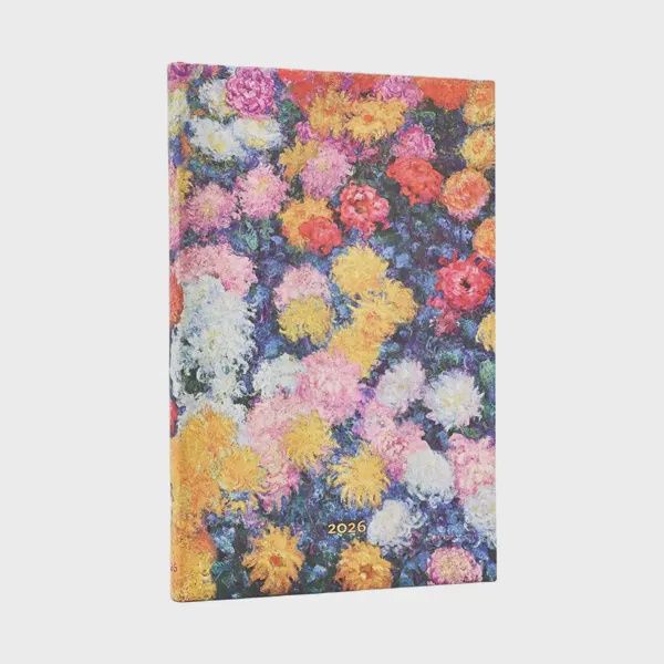 DI 2026 Monet&#39;s Chrysanthemums Maxi 12-month Vertical Hardcover Flexi Dayplanner 2026 (Elastic Band Closure) Hardback