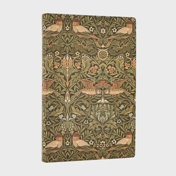 DI 2026 Morris Birds (William Morris) Mini 12-month Horizontal Softcover Flexi Dayplanner 2026 (Elastic Band Closure) Flexiback