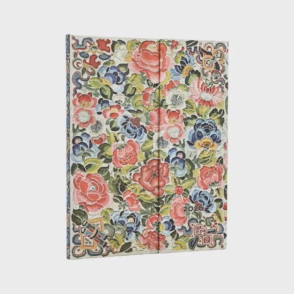 DI 2026 Pear Garden (Peking Opera Embroidery) Ultra 12-month Vertical Hardcover Flexi Dayplanner 2026 (Wrap Closure) Hardback