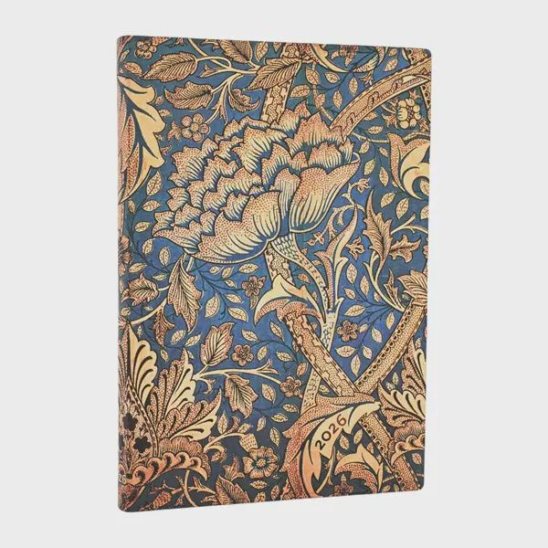 DI 2026 Morris Windrush (William Morris) Midi 12-month Horizontal Softcover Flexi Dayplanner 2026 (Elastic Band Closure) Flexiback