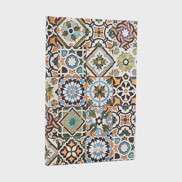 DI 2026 Porto (Portuguese Tiles) Maxi 12-month Vertical Hardcover Flexi Dayplanner 2026 (Elastic Band Closure) Hardback
