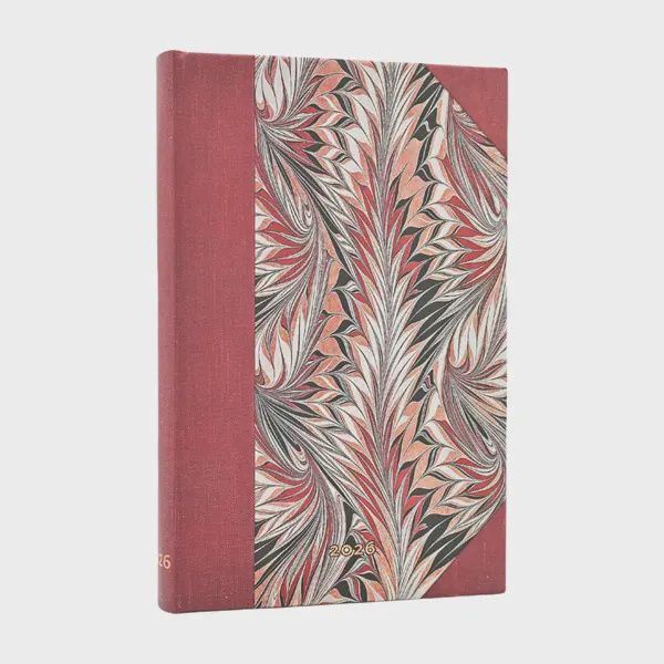 DI 2026 Rubedo (Cockerell Marbled Paper) Mini 12-month Verso Hardcover Flexi Dayplanner 2026 (Elastic Band Closure) Hardback