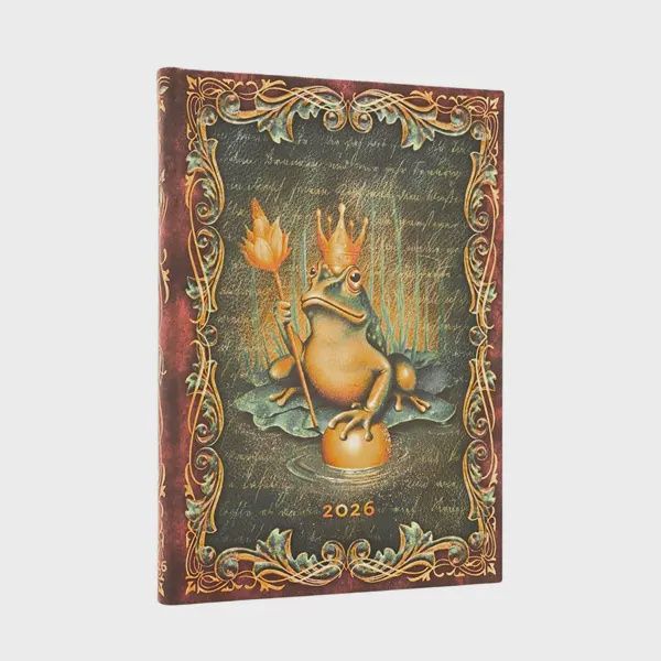 DI 2026 The Brothers Grimm, Frog Prince (Fairy Tale Collection) Midi 12-month Vertical Hardcover Flexi Dayplanner 2026 (Elastic Band Closure) Hardback