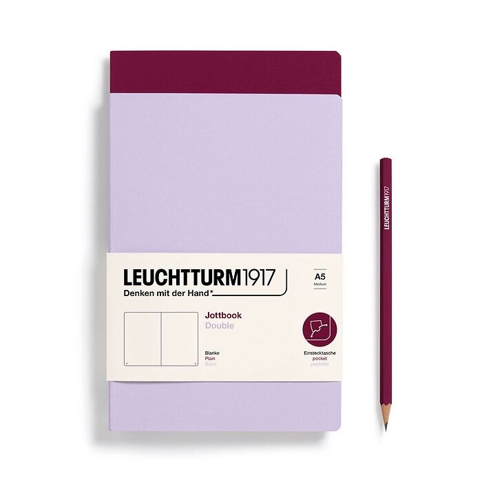 NB A5 Leuchtturm Jottbook - 2 Pack (Double), Cover: Lilac &amp; Port, FINISH: Plain, Size: A5