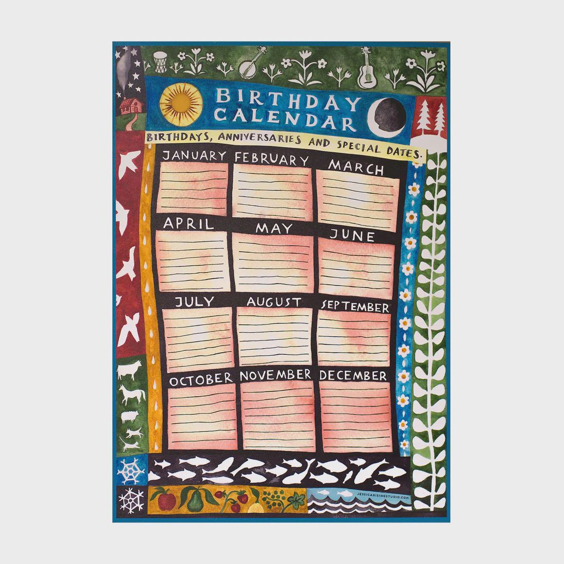 CA ONE-PAGE BIRTHDAY CALENDAR