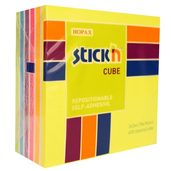 ST STICK ON NOTES, Block Cube 400 Sheet, Neon, (P12)