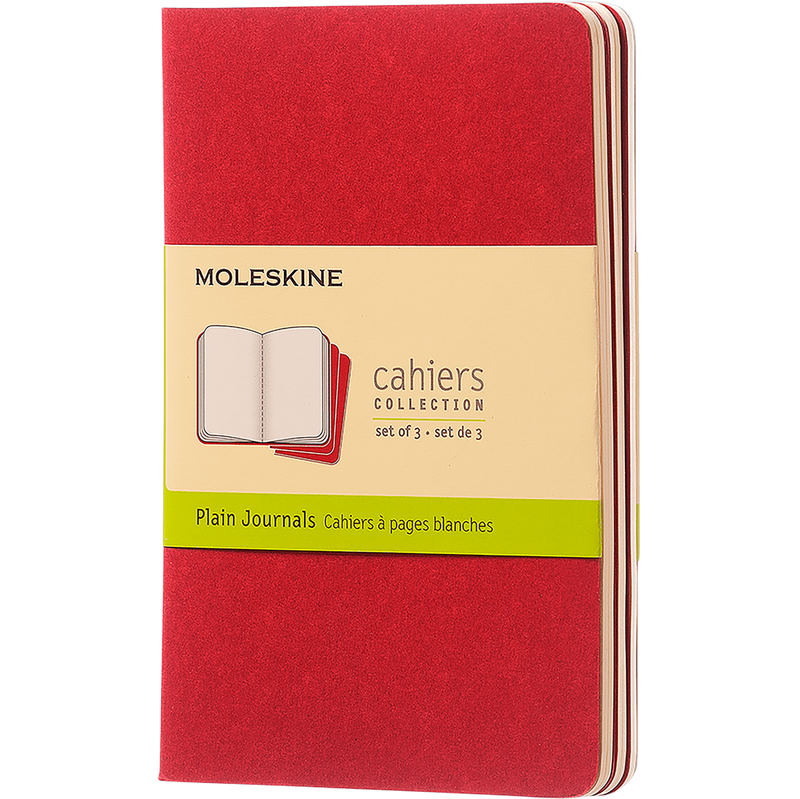 NB Moleskine Cahier Pocket 3pk Red Plain