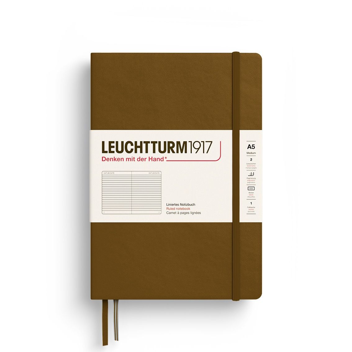 NB A5 Leuchtturm 2025  New Colours, COLOUR: Spice Brown, FINISH: Hard Cover, PAPER: Ruled