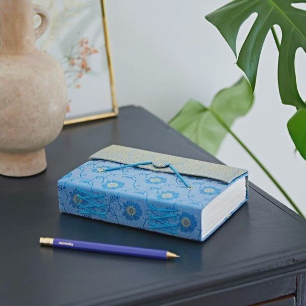 NB Medium Sari Fabric Journal (P1), FINISH: Blue