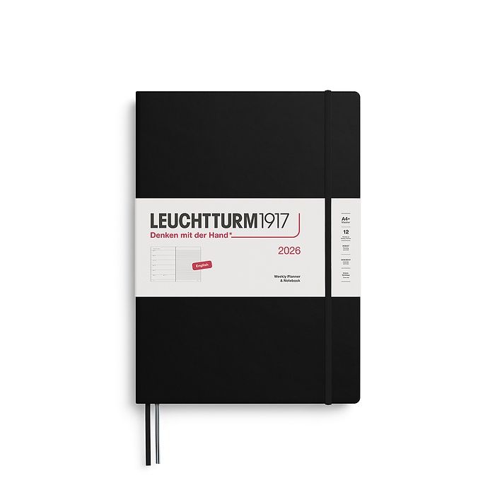 DI Leuctturm 2026 Weekly Planner &amp; Notebook, COLOUR: Black, FINISH: Hardback, Size: Master A4+