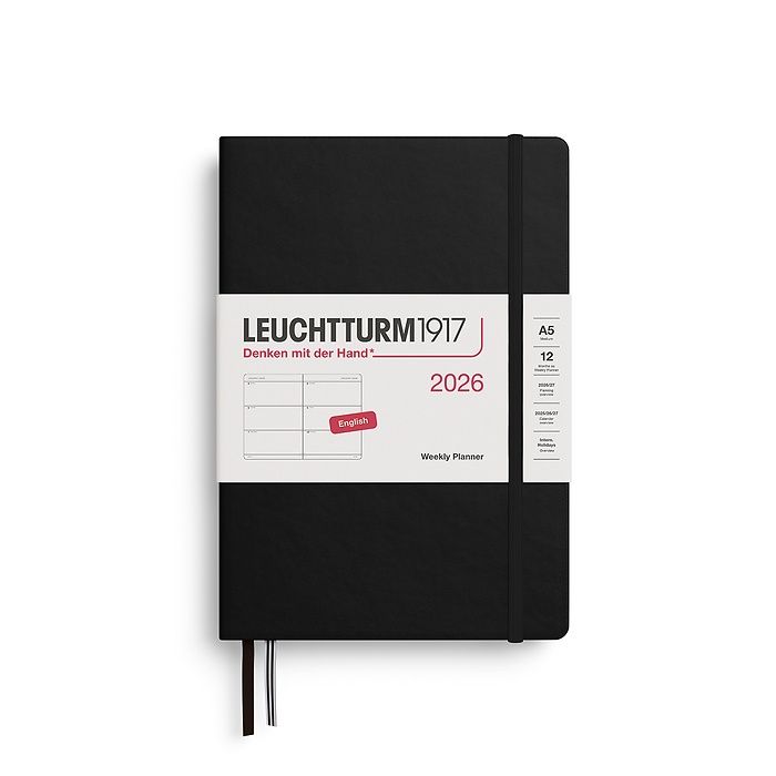 DI Leuchtturm 2026 Weekly Planner, COLOUR: Black, FINISH: Hardback, Size: A5