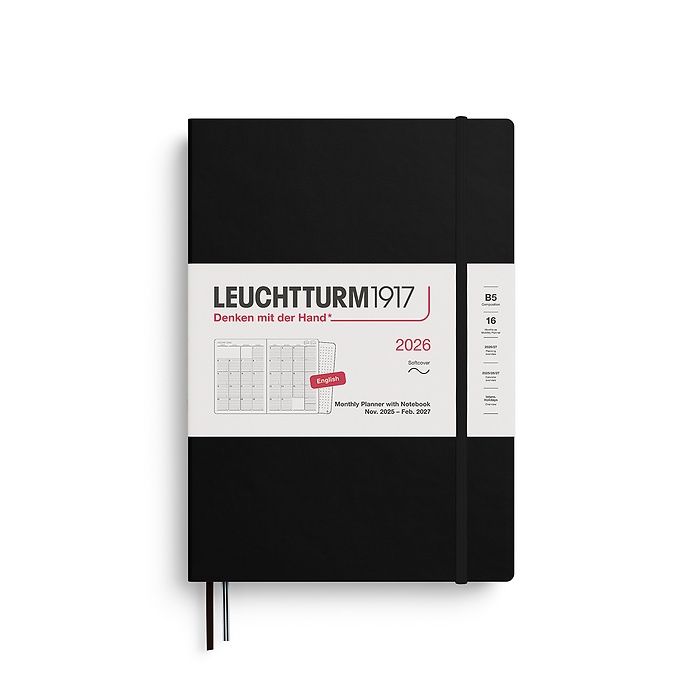DI Leuchtturm 2026 Monthly Planner with Notebook, COLOUR: Black, Size: B5