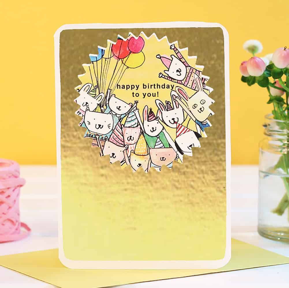 GC Gold Birthday Party Card