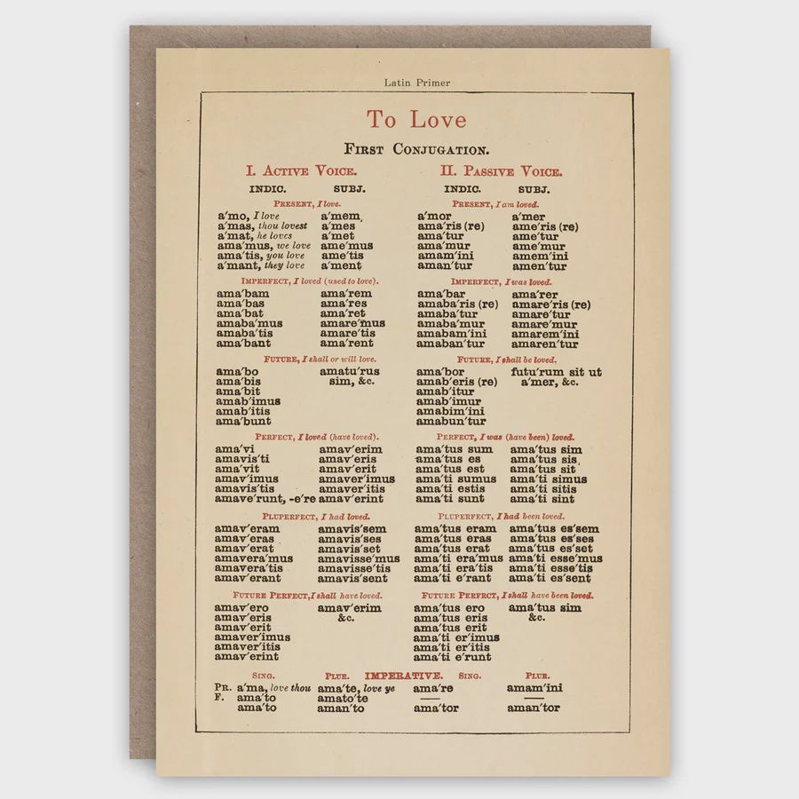 GC Latin Primer (To Love) Greeting Card