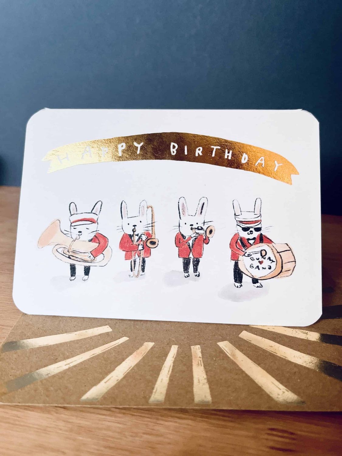 GC Bunny Brass Band Gold Foiled Birthday Card