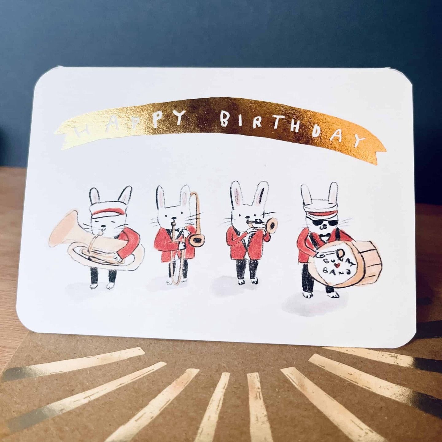 GC Bunny Brass Band Gold Foiled Birthday Card