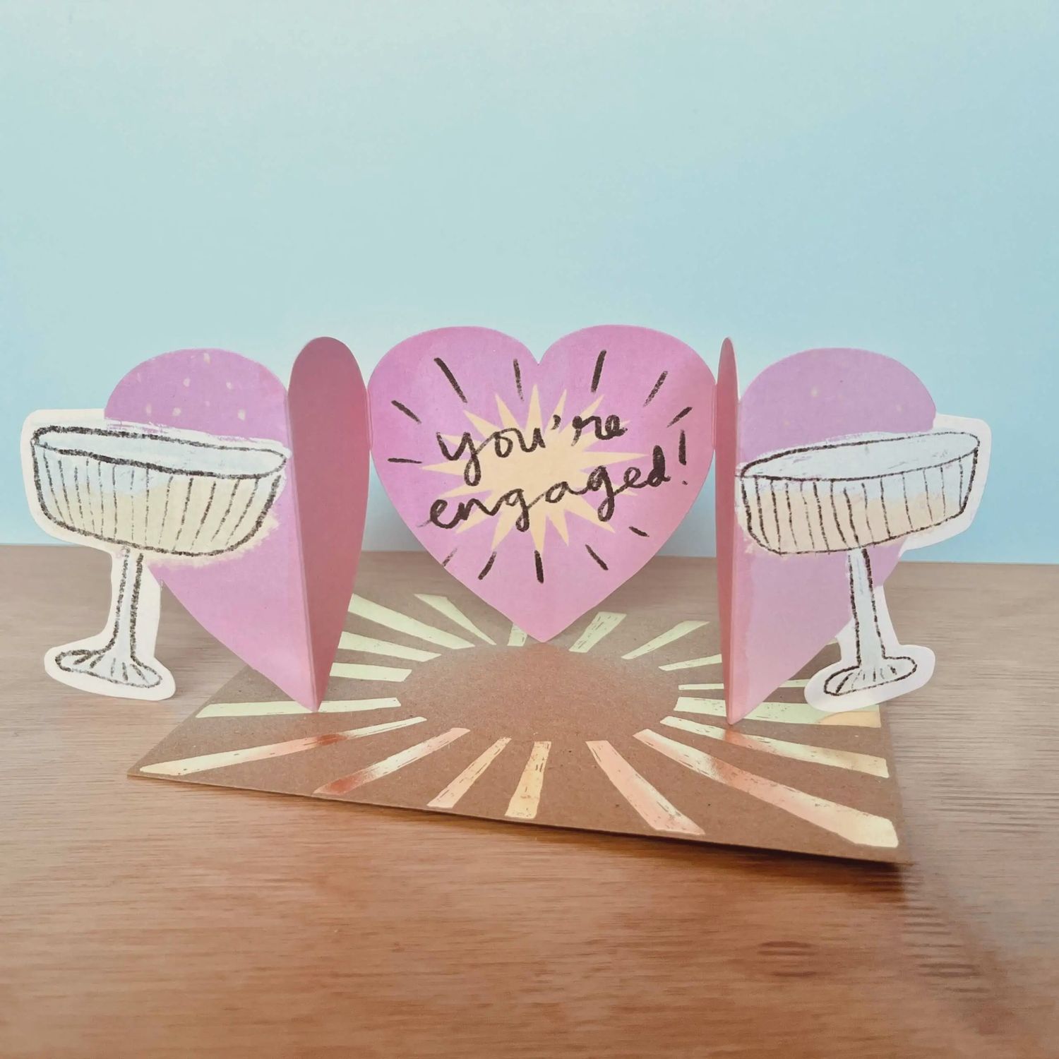 GC Clinking Glasses Engagement Card