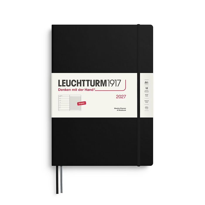 DI 2027 Leuchtturm 12m Weekly Planner &amp; Notebook, Cover: Hardcover, FINISH: Black, Size: A4+