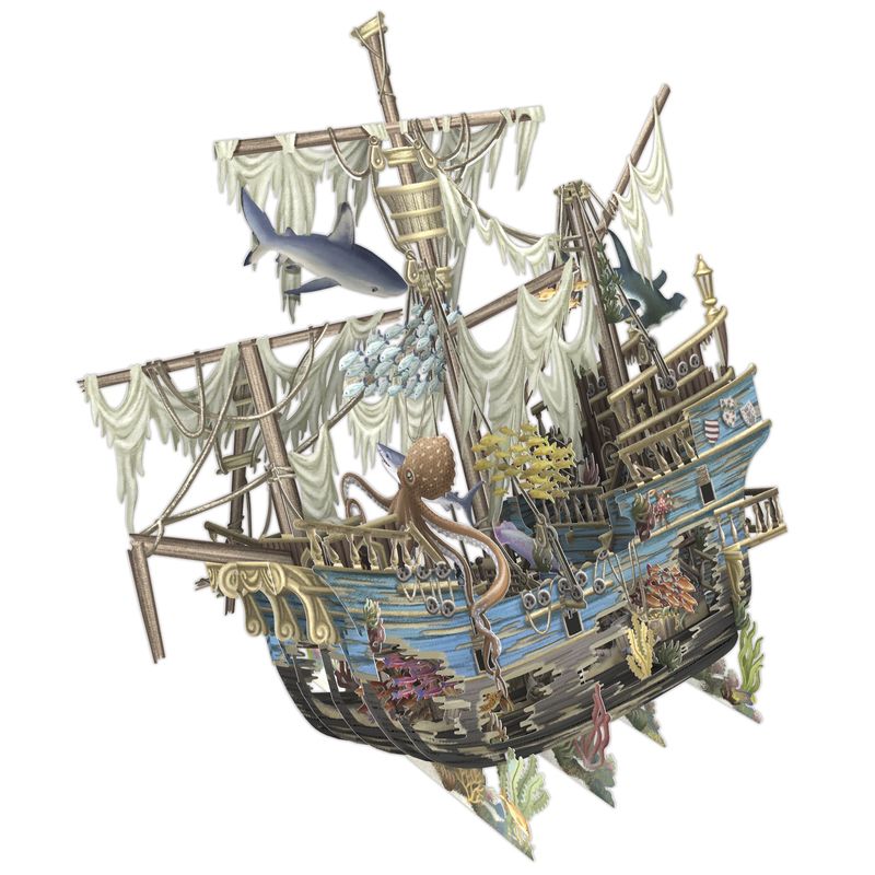 GC Sunken Galleon 3D Pop Up Greetings Card