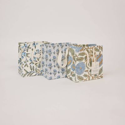 Block Printed Gift Bags (Small) - Blue Stone Refresh