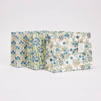 Block Printed Gift Bags (Medium) - Indigo