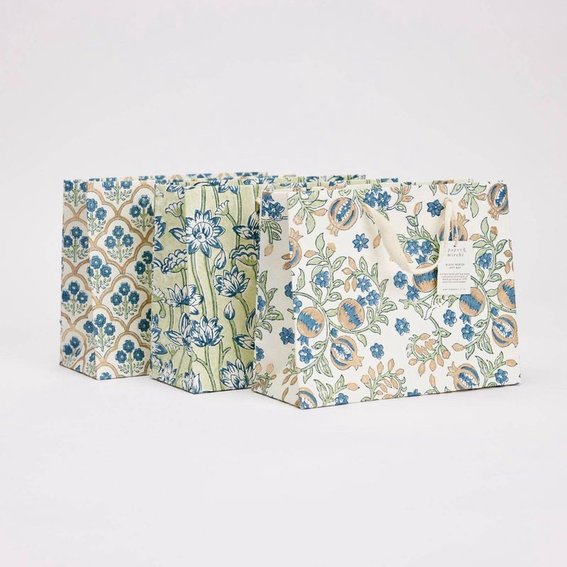 Block Printed Gift Bags (Medium) - Indigo