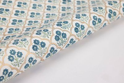 Block Printed Wrapping Paper Sheets - Trellis Indigo
