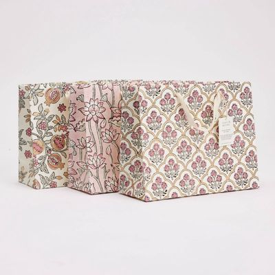 Block Printed Gift Bags (Medium) - Pink Earth