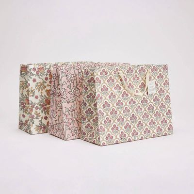 Block Printed Gift Bags (Large) - Pink Earth