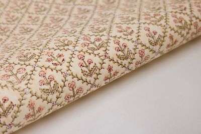 Block Printed Wrapping Paper Sheets - Floral Lattice Terracotta