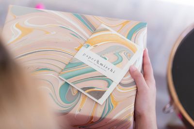 Hand Marbled Wrapping Paper Sheets - Rose Quartz
