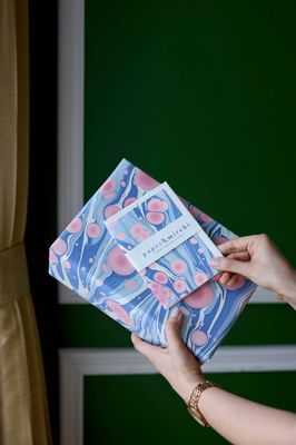 Hand Marbled Wrapping Paper Sheets - Cosmos Hydrangea