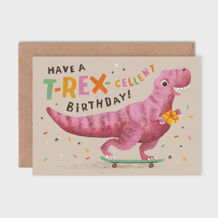 GC T-Rex-Cellent Birthday Card | Funny Dinosaur