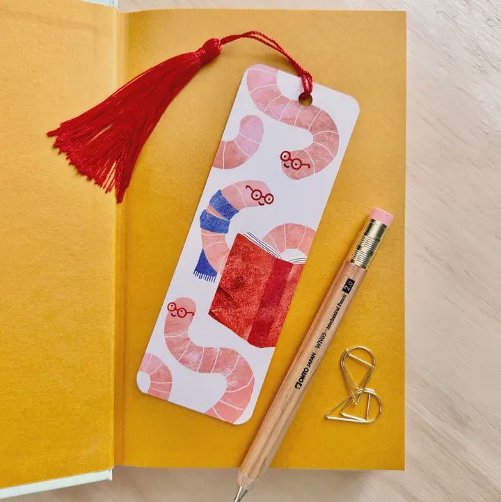 BA Book Worms Illustrated Bookmark with Tassel