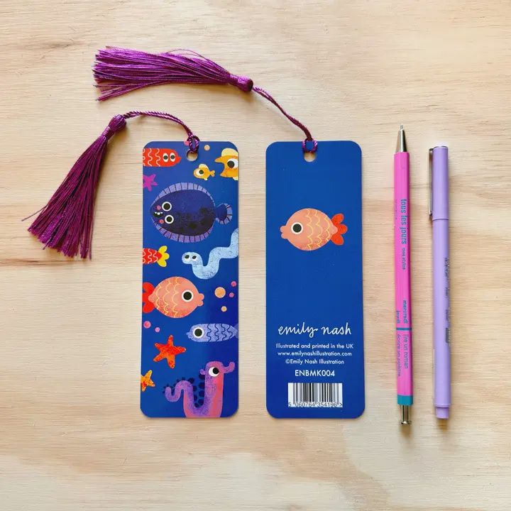 BA Fish Faces Illustrated Bookmark with Tassel