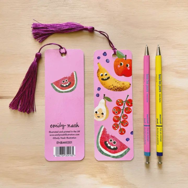 BA Fruit Faces Illustrated Bookmark with Tassel