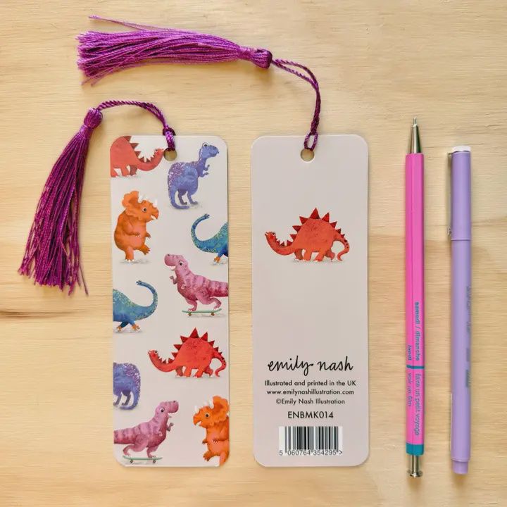 BA Dinosaur Illustrated Bookmark with Tassel