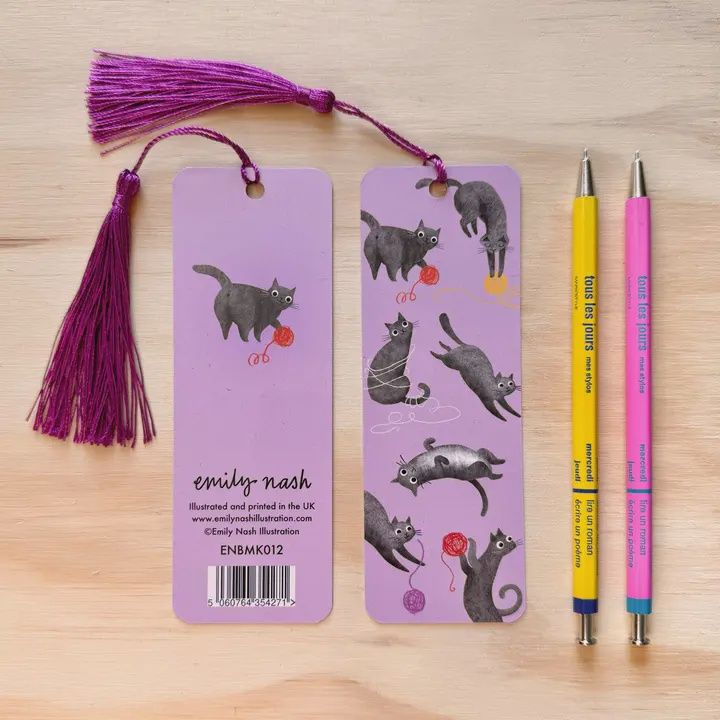 BA Cat Illustrated Bookmark with Tassel