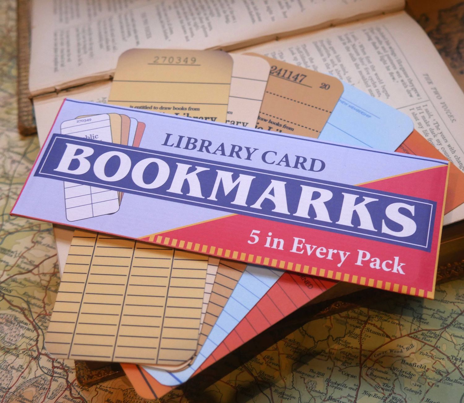Library Card Bookmark - Pack of Five