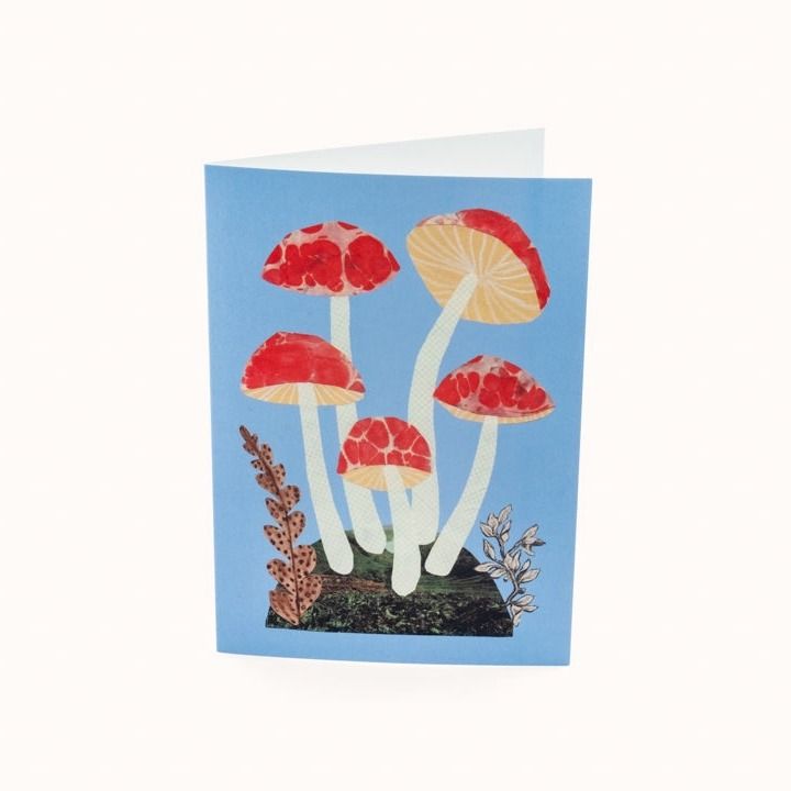 GC Red and Blue Mushroom Greeting Card