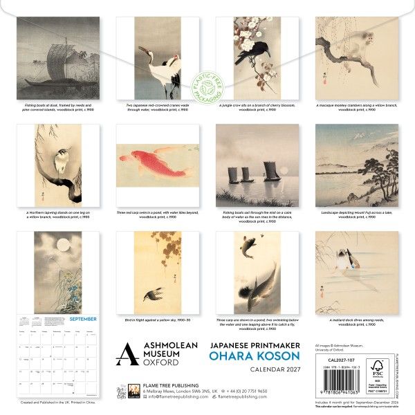 CA 2027 Ashmolean Museum: Japanese Printmaker Ohara Koson Wall Calendar 2027 (Art Calendar)
